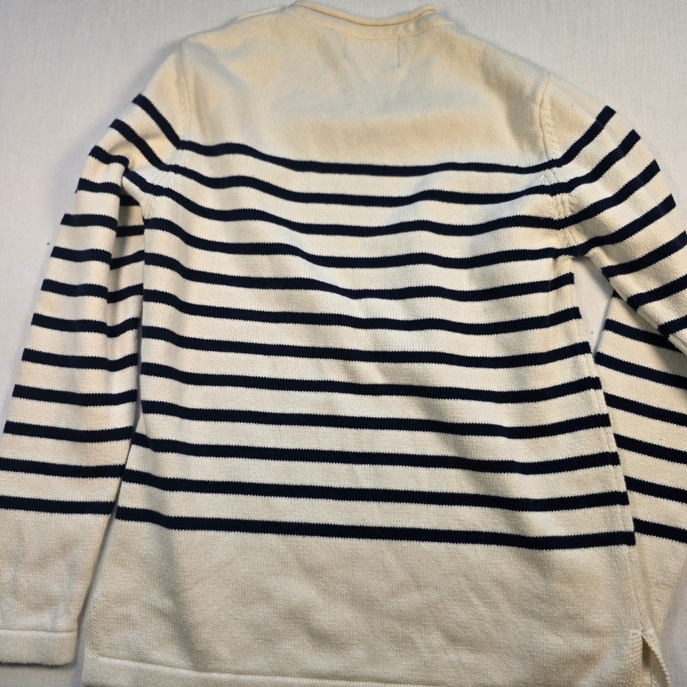 Breizh Ocean Stripe Nautical Sweater Women L Navy/wht Cotton Mariniere fisherman - Picture 5 of 10
